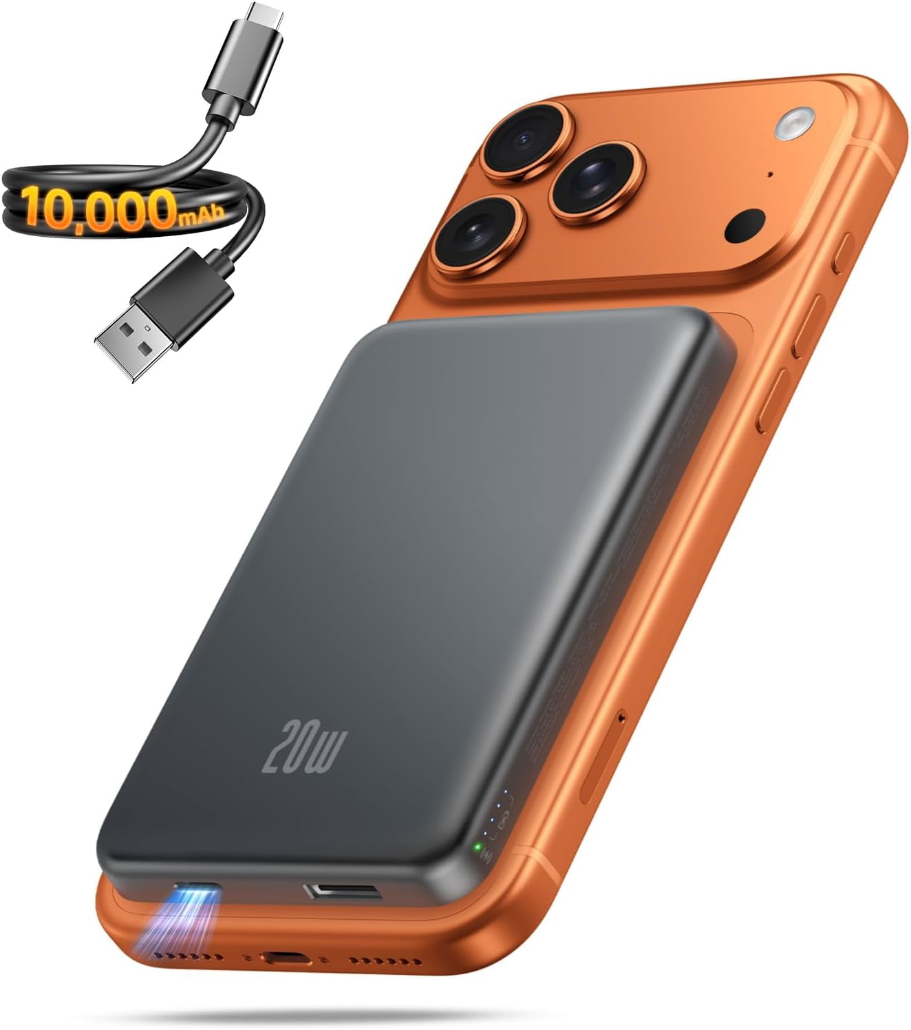 Portable Charger, 20000mAh Power Bank, 45W Power Bank Fast Charging, Battery Pack with C to C Cable, Battery Bank with Digital Display for iPhone Android Laptop etc(Black)