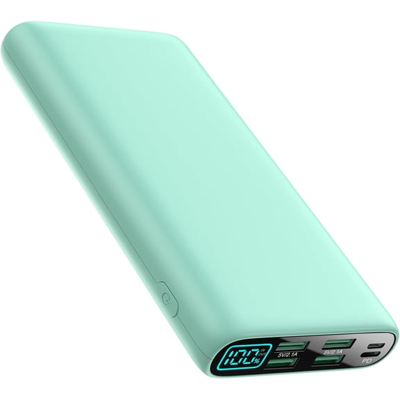 Portable Charger 38800mAh,LCD Display Power Bank,5 USB Outputs Battery Pack Backup, USB-C 3A in&out Travel Essential Portable Phone Charger For iPhone 17/16/15/14/13 Pro,Android Samsung Galaxy-Green