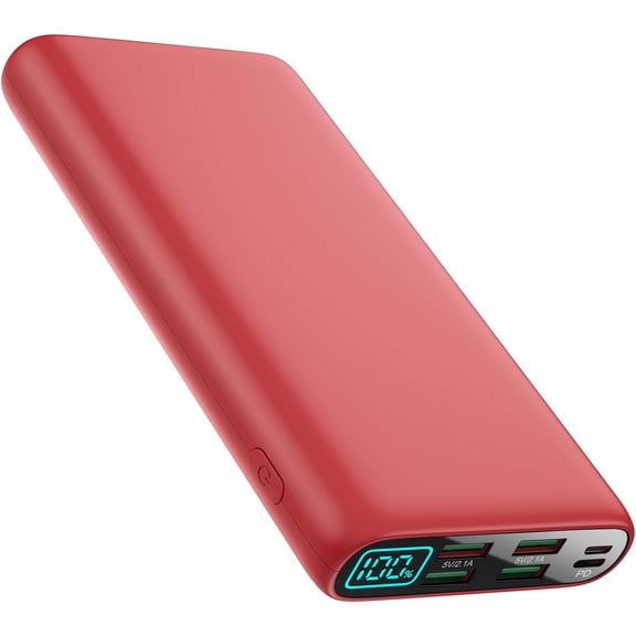 Portable Charger 38800mAh Power Bank with 5 Outputs & 2 Inputs,PD USB C In&Out Fast Phone Charging External Battery Pack Backup,Travel Essential Outdoor for iPhone 17/16/15,Android Samsung Galaxy-Red