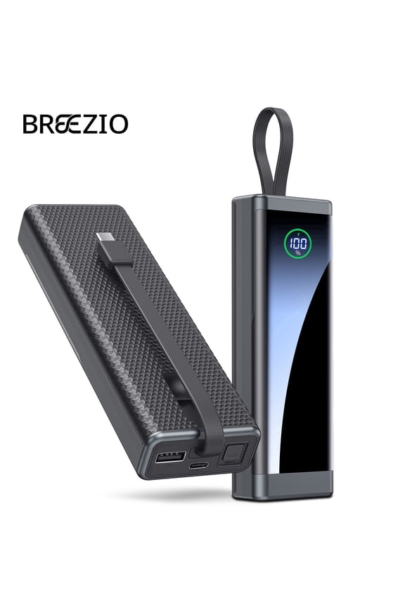 Portable Charger 40000mAh, 22.5W Fast Charging Battery Pack USB-C In&Out with Built in Cables, LED Display Power Bank Compatible for iPhone 17/16/15, Samsung, iPad