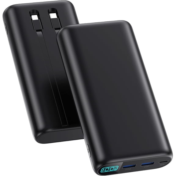 Portable Charger 40800mAh Power Bank with Built-in Cables,25W PD USB C Fast Phone Charging,5 Outputs External Battery Pack Backup,Travel Essential Outdoor for iPhone 17/16/15,Android Galaxy etc