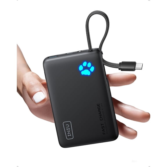 Portable Charger, 45W Fast Charging Tablet Power Bank with Built-in USB C Cable, 10000mAh Type Powerbank, Battery Pack for iPhone 17 16 15 14, iPad, S25 S24 etc Travel Camping Essential