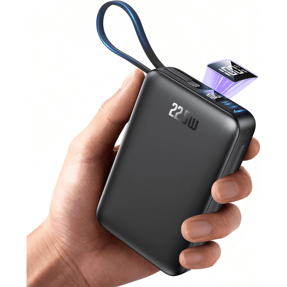 Portable Charger 50000mAh, 22.5W Fast Charge Power Bank Built-in 2 Cable 30% Smaller PocketFriendly Portable Phone Charger, Travel Essential Compatible with iPhone 17 Samsung Galaxy Android and iPad