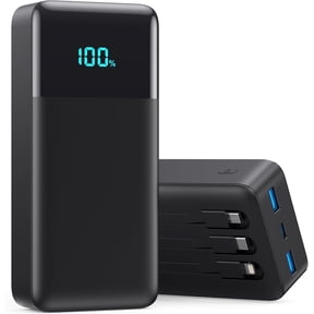 Portable Charger 50800mAh Power Bank with 3 Built in Cables,25W PD QC4.0 Fast Charging USB C Battery Pack,6 Outputs 2 Inputs LCD Display Portable Phone Charger for iPhone 16/15/14/13,Google,Android