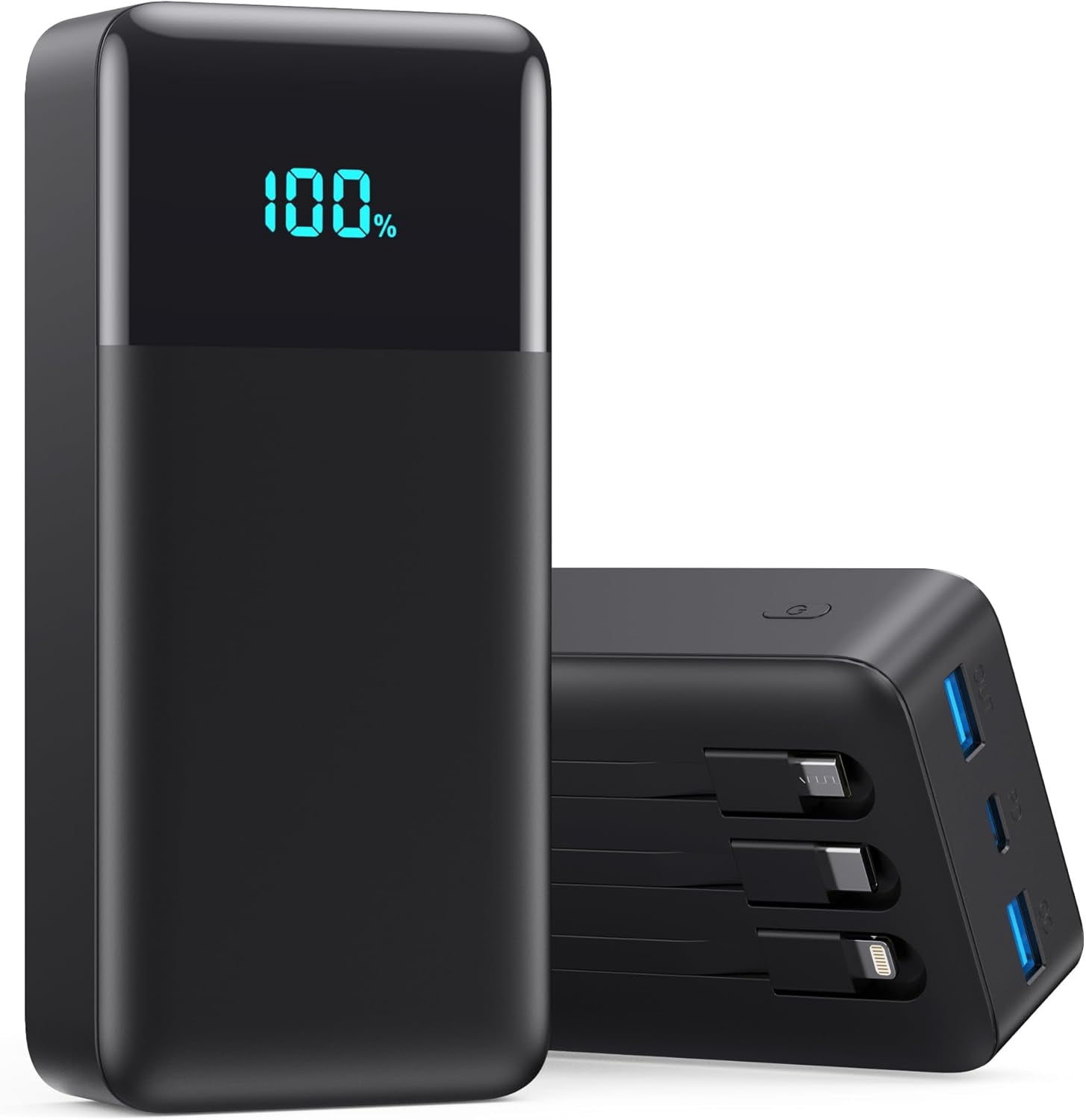 Portable Charger 50800mAh Power Bank with 3 Built in Cables,25W PD QC4.0 Fast Charging USB C Battery Pack,6 Outputs 2 Inputs Travel Essentials Phone for iPhone 17/16/15,Google,Android