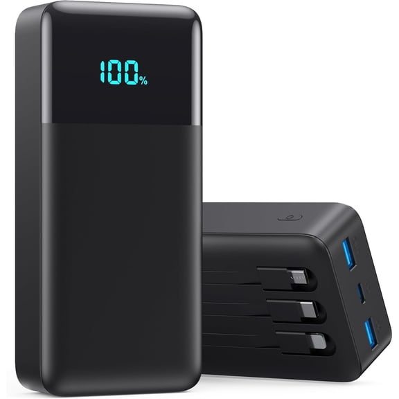 Portable Charger 50800mAh Power Bank with 3 Built in Cables,25W PD QC4.0 Fast Charging USB C Battery Pack,6 Outputs 2 Inputs Travel Essentials Phone for iPhone 17/16/15,Google,Android