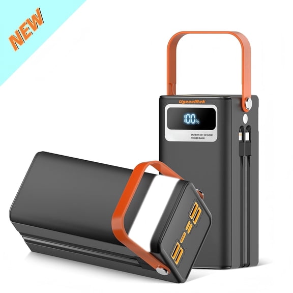 Portable Charger 70000mAh Power Bank with Built-in Cables, 120W Fast Charging Battery Pack for iPhone, Samsung, Laptop & Tablet, Portable Phone Charger for Travel, Camping & Emergency Use