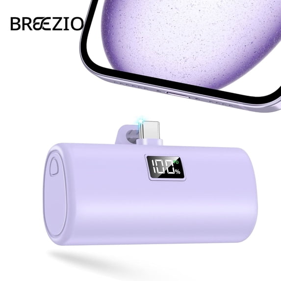 Breezio Portable Charger, 6000mAh Power Bank, USB-C Portable Phone Charger with Fast Charging (20W), Mini Battery Pack compatible for iPhone 15/16/17/Samsung