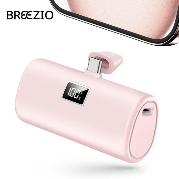 Breezio Portable Charger, 6000mAh Power Bank, USB-C Portable Phone Charger with Fast Charging (20W), Mini Battery Pack compatible for iPhone 15/16/17/Samsung