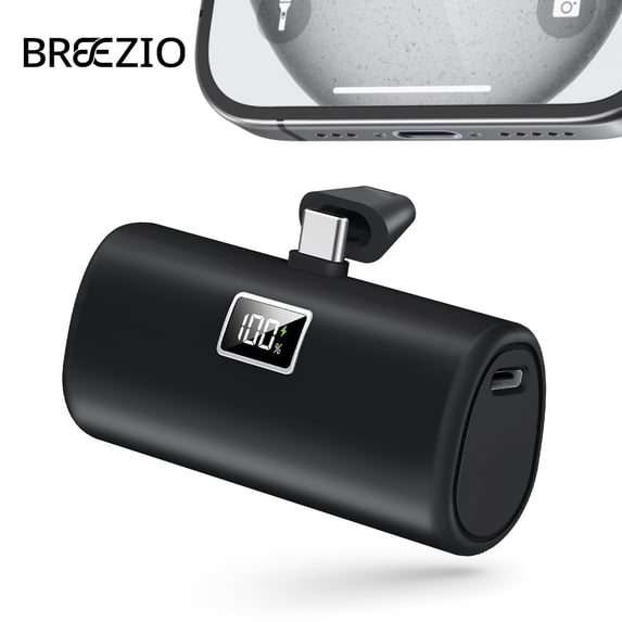 Breezio Portable Charger, 6000mAh Power Bank, USB-C Portable Phone Charger with Fast Charging (20W), Mini Battery Pack compatible for iPhone 15/16/17/Samsung