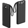 thumbnail image 1 of Portable Charger with Built in Cables, Slim Power Bank 10000mAh, USB C Battery Pack Travel Essential, 5 Outputs 2 Inputs Phone Charging Bank for iPhone 16 15 14 13,Samsung,Android-Black(1 Pack), 1 of 5