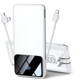 thumbnail image 1 of Portable Charger with Built-in Cables and AC Wall Plug, 10000mAh Slim USB-C Battery Pack, 15W Fast Charging Travel Essential Portable Phone Charger Compatible with iPhone, Samsun, Android，White, 1 of 7