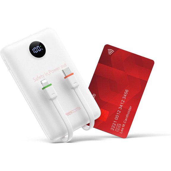 Portable Charger Built-in Cables, Power Bank for iPhone, Fast Charge USB C Battery Pack Travel Essentials Powerbank Compatible with iPhone 17/16/15/14, Samsung S25/24