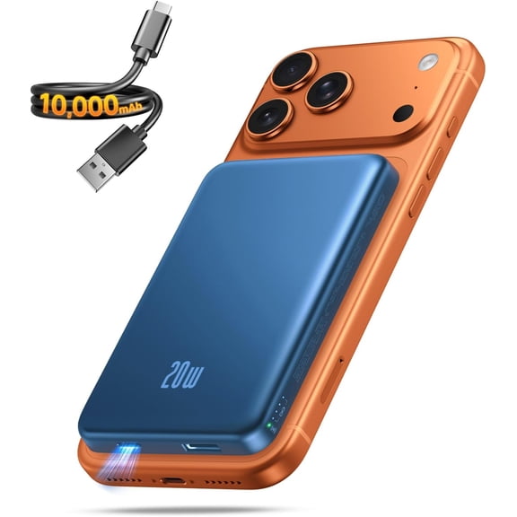 Portable Charger for Magsafe Power Bank - 10000mAh Magnetic Phone Charger, USB-C 20W PD Fast Charging, Slim Wireless Battery Pack iPhone 17/16/15/14/13/12 Series, Travel Cruise Essentials