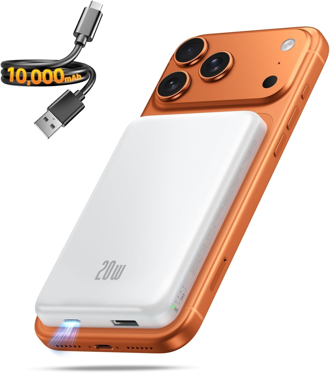 Portable Charger for Magsafe Power Bank - 10000mAh Magnetic Phone Charger, USB-C 22W PD Fast Charging, Slim Wireless Battery Pack for iPhone 17/16/15/14/13 Series,for Travel Cruise Essentials-Pearl