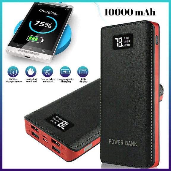 Portable Charger - Mobile Power 10000mAh 4USB Mobile Power Output 5V2A Fast Charging Portable Charger Compatible Smartphone and All USB Devices