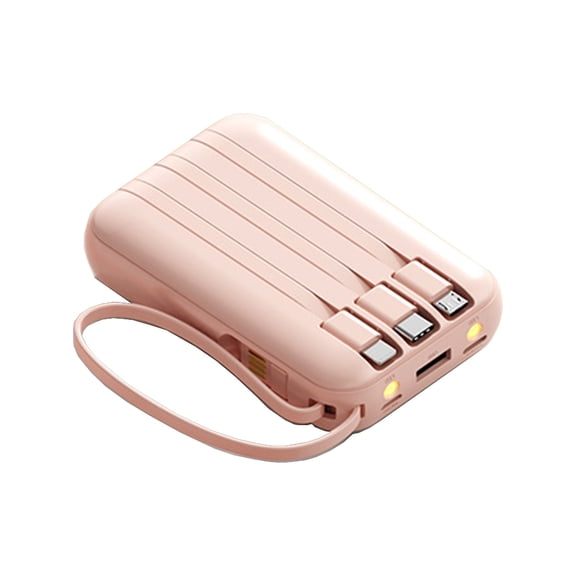 Portable Charger Power Bank, 10000mAh Travel Essentials Battery Pack, 4 Outputs 2 Inputs Slim Charging Bank Built-in Cables Cords, Travel Essentials Powerbank for Phone