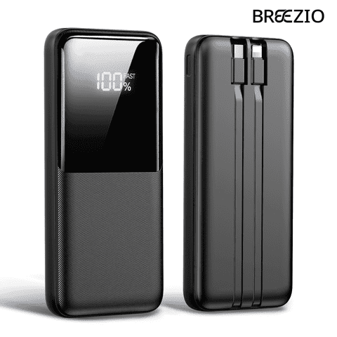 Portable Charger Power Bank, 20000mAh Fast Charging Portable Battery Pack with Built in USB-C(22.5W) and iOS(20W) Output Cables Compatible for iPhone Android Samsung Phone, Black