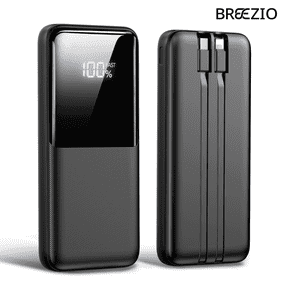 Portable Charger Power Bank, 20000mAh Fast Charging Portable Battery Pack with Built in USB-C(22.5W) and iOS(20W) Output Cables Compatible for iPhone Android Samsung Phone, Black