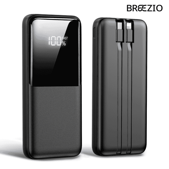 Portable Charger Power Bank, 20000mAh Fast Charging Portable Battery Pack with Built in USB-C(22.5W) and iOS(20W) Output Cables Compatible for iPhone Android Samsung Phone, Black