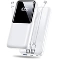 thumbnail image 1 of Portable Charger Power Bank, 20000mAh Fast Charging Portable Battery Pack with Built in USB-C(22.5W) and iOS(20W) Output Cables Compatible for iPhone Android Samsung Phone, White, 1 of 7