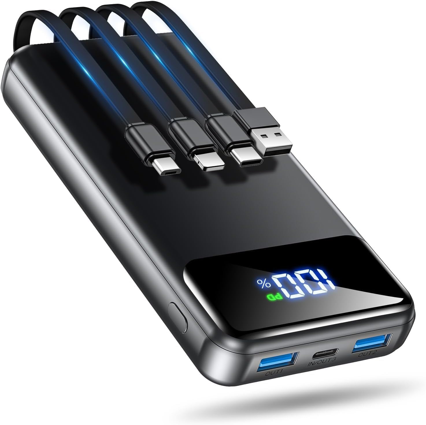 Portable Charger Power Bank 50000mAh Battery Pack, 22.5W Fast Charging PowerBank with Built in Cables,Travel Essential USB-C Phone for iPhone Pixel Android iPad