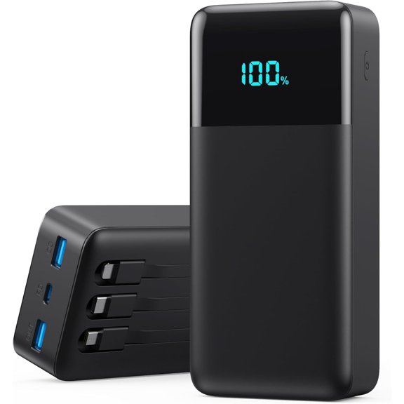 Portable Charger Power Bank 50800mAh,25W USB C Fast Charging Battery Pack with 3 Built in Cables & LED Display,6 Output 2 Input Travel Essentials Phone for iPhone 17/16/15,Galaxy,Android etc