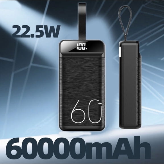 Portable Charger Power Bank 60000mAh 22.5W USB C Fast Charging Battery Bank with 4 Outputs & 3 Inputs LED Display Huge Capacity External Battery Bank LED Display for iphone, Samsung, Google etc