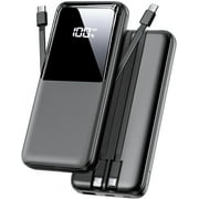 Portable Charger w/ Built-in Cables 15000mAh, Fast Power Bank