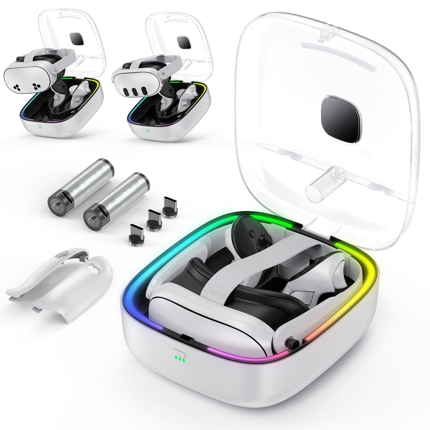 Portable Charging Storage Case for Meta Quest 3/Quest 3S with RGB