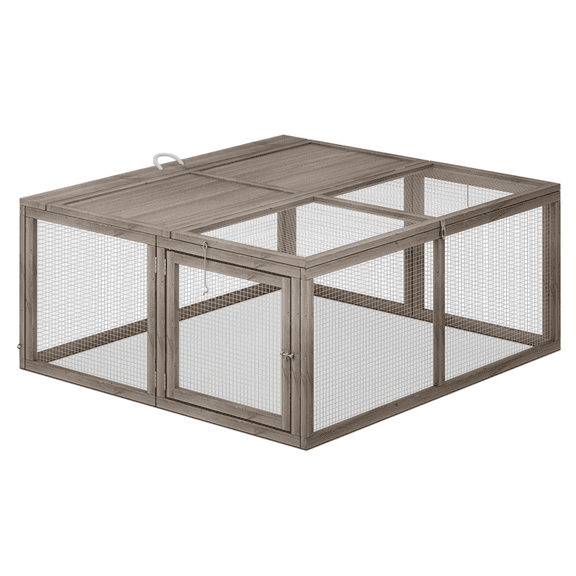 Portable Chicken Run Rabbit Hutch Folding Chicken Cage Hen Coop for Indoor/Outdoor, Top and Side Opening Doors Small Animal Pet Playpen No Assembly Required Poultry Cage 45.5 x 42.5 x 20 in (Grey)