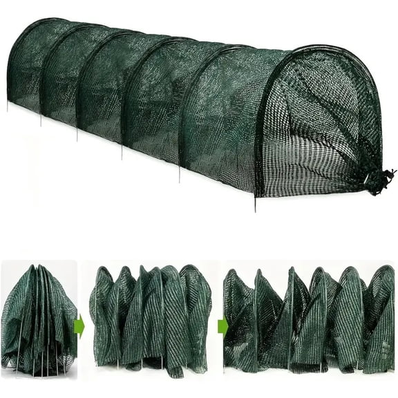 Portable Chicken Run Tunnels for Yard, 10ft Foldable Poultry Enclosure with Shade Net & Stakes, Mobile Chicken Coop Extension Kit for Outside(xw)