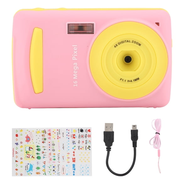 Portable Children HD 16MP Digital Camera with 2.4in Screen 16X Digital Zoom TimestampPink