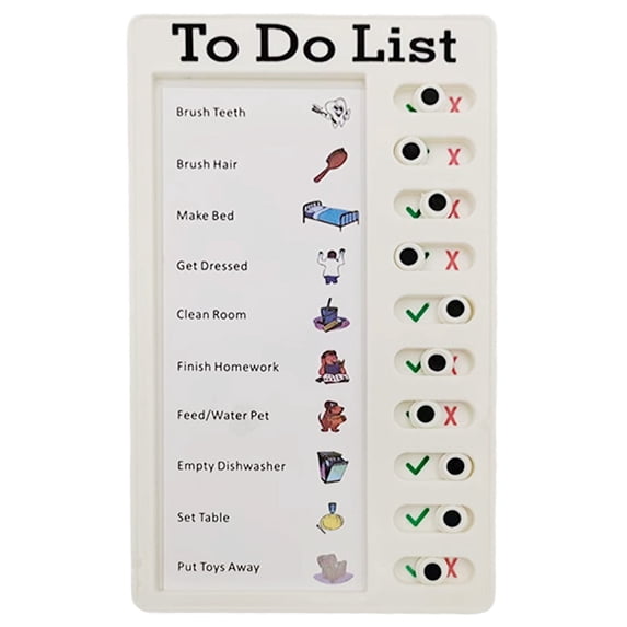 Portable Chore Board, Daily Schedule Planner, Reusable to Do List with Sliders, Plastic Message Board for Home Office Rv, Family Task Organizer, Travel Reminder, 1* Time Clock