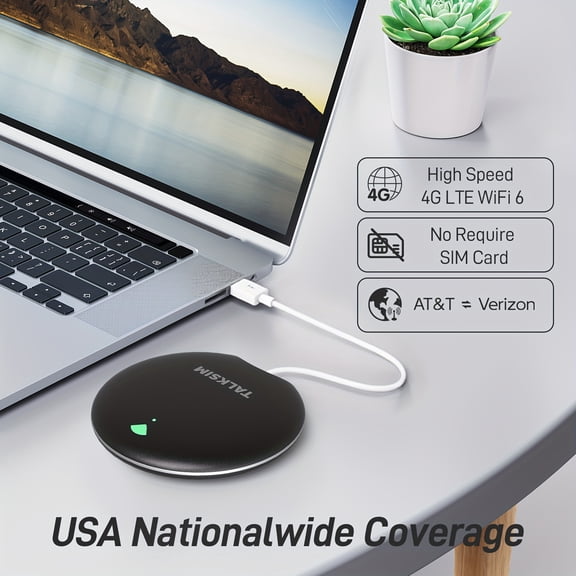 Portable Circular 4G LTE WiFi Hotspot Pocket WiFi, Travel Router, Mobile WiFi, Stable Fast Internet for Travel, Business, Outdoor & Remote Use