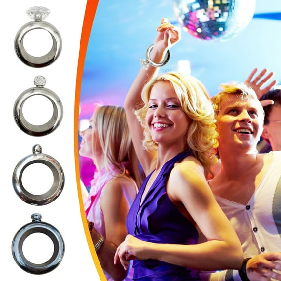 Portable Circular Wine Flask | 304 Stainless Steel | 100ml Capacity | One-Click Open Lid | Leak-Proof Design | Wearable Accessory | Perfect for Travel, Festivals, Camping | Unique Gift