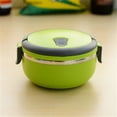thumbnail image 1 of Portable Circular Lunch Box - Stainless Steel Insulated Fresh-keeping Bento Box For Daily Use(Green-B), 1 of 6