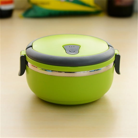Portable Circular Lunch Box - Stainless Steel Insulated Fresh-keeping Bento Box For Daily Use(Green-B)