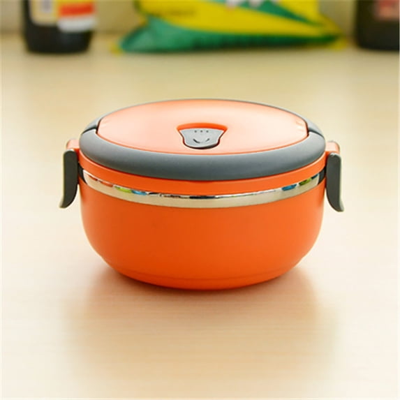 Portable Circular Lunch Box - Stainless Steel Insulated Fresh-keeping Bento Box For Daily Use(Orange)