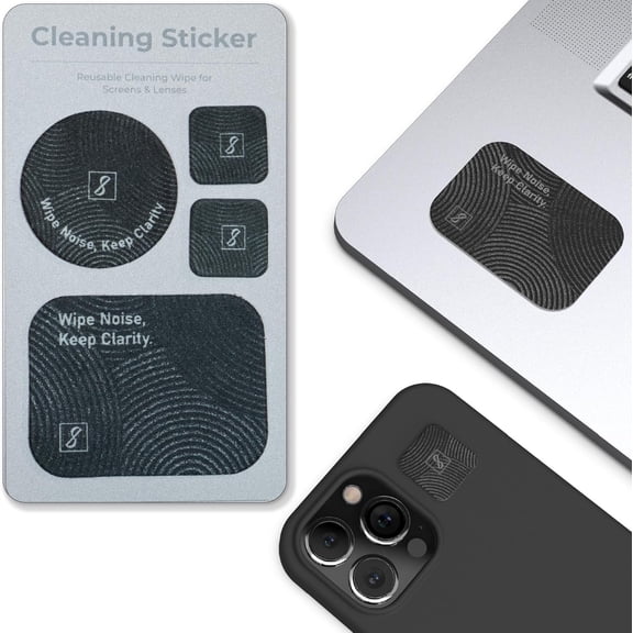 Portable Cleaning Sticker Pad Reusable Screen Cleaner Wipes Lens Cleaner Wipes for Phone iPad Car Touch Screen Display MacBook Computer Laptop Camera Lens Electronic TV Monitor - 1PK (4PCS)