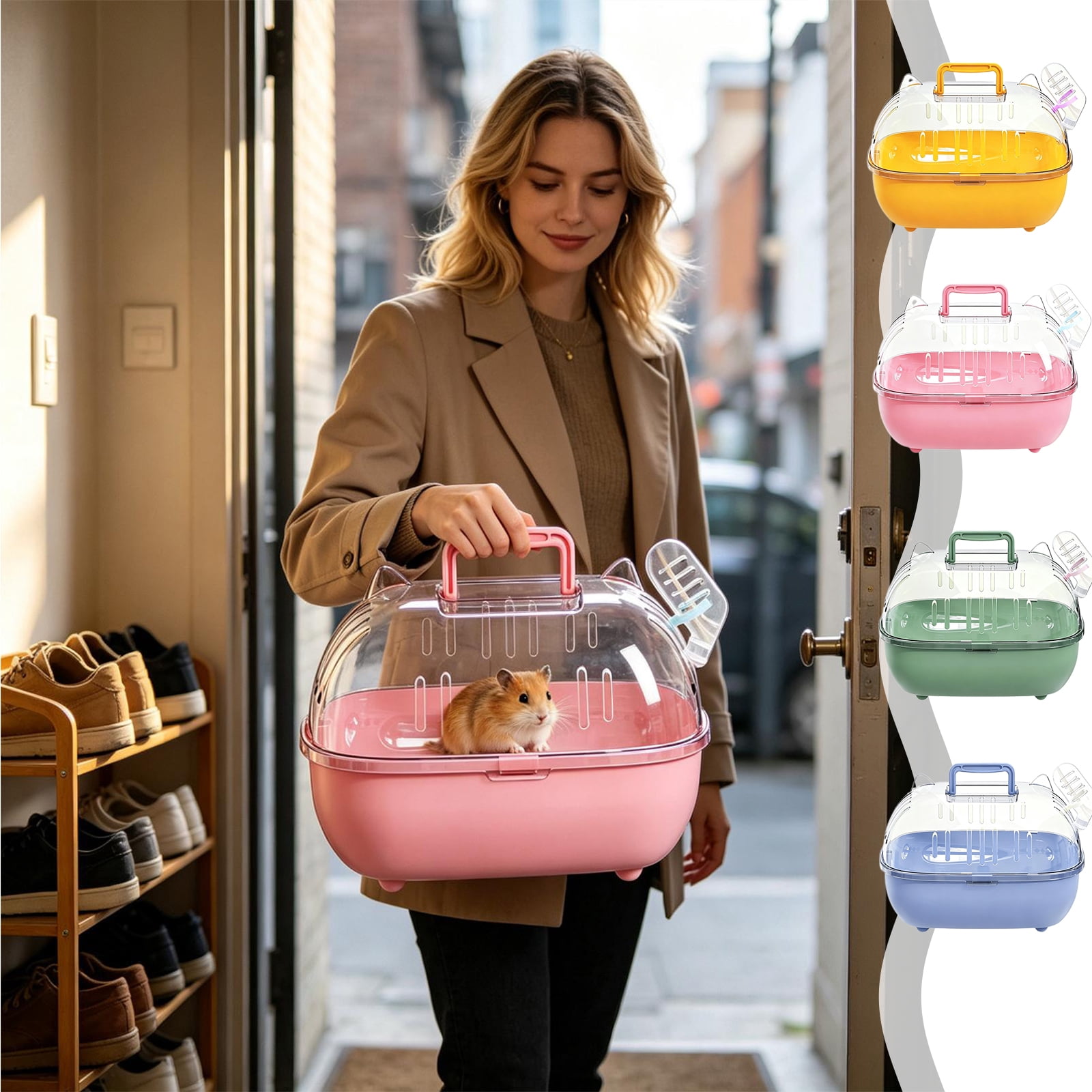 Portable Clear Acrylic Small Pet Carrier with Water Bottle, Escape ...
