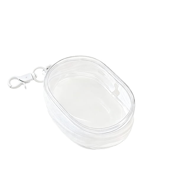 Portable Clear Data Cable Storage Organizer Bag, Electronic Accessory Travel Pouch with Swivel Snap Hook for Chargers, Earphones, and USB Cords, Beige