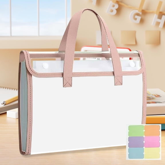 Portable Clear Expanding File Folder Poly Accordion File Organizer with Handle, 13 pockets
