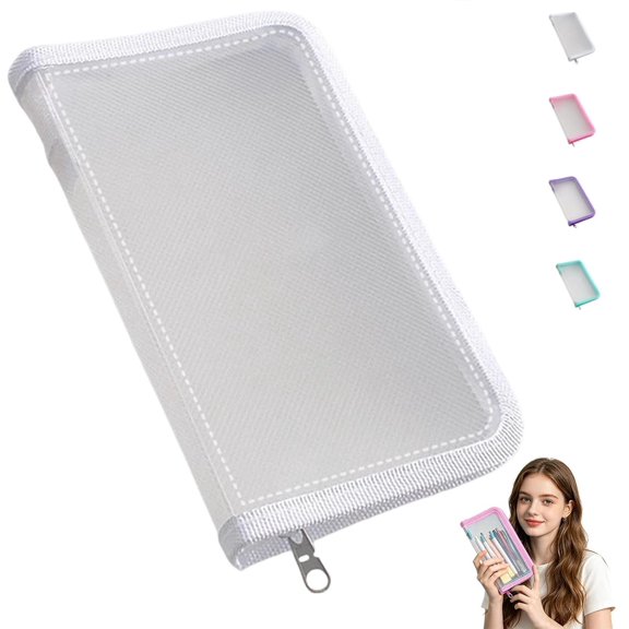 Portable Clear File Bag with Zippered Closure, Textured Reinforced Storage Pouches, Multifunctional Receipt & Document Organiser for School Supplies Travel Craft Storage (White,1)
