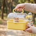 thumbnail image 1 of Portable Clear Hamster Cage with Carrying Handle, Deluxe Panoramic Habitat for Syrian Dwarf Hamsters Gerbils Mice, Ventilated Travel Carrier with Water Bottle, ABS Plastic Material, 1 of 6