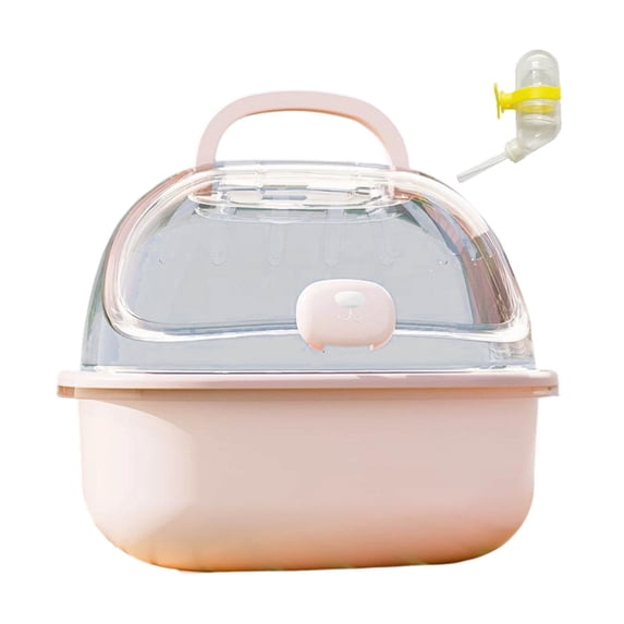 Portable Clear Hamster Carrier Cage with Water Bottle Breathable Hamster Travel Carrier Guinea Pig Small Animal Carry Case for Mice Hedgehog 7.8x7x6.3Inch
