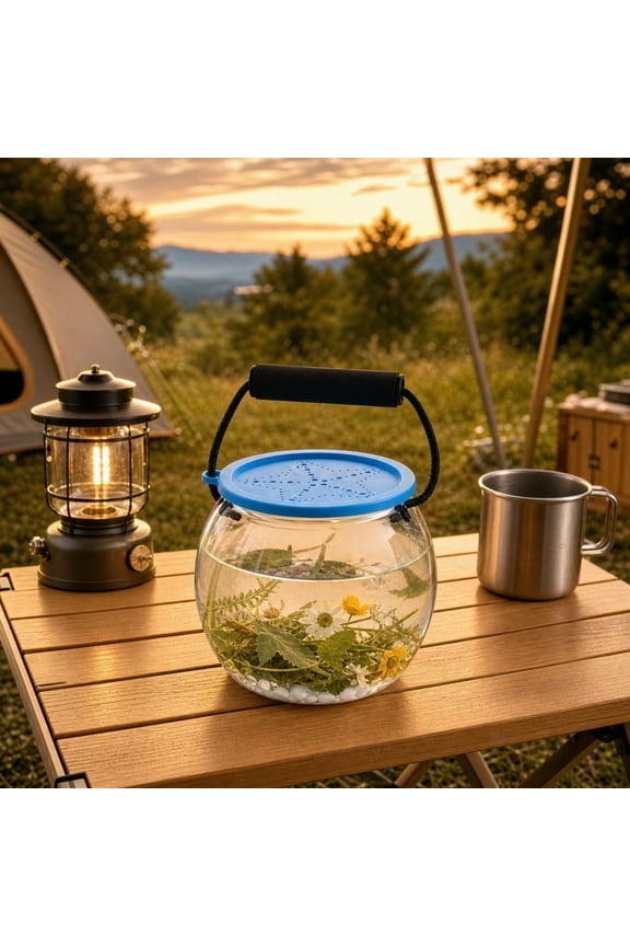 Portable Clear Plastic Fish Tank with Handle, Airtight Silicone Lid for Beach Trips & Outdoor Use