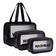 thumbnail image 1 of Portable Clear Toiletries Bag, Waterproof Toiletry Travel Bag,3 Pcs Travel Storage Carry Pouch for Travel Bathroom Men and Women(Black), 1 of 5