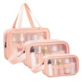 thumbnail image 1 of Portable Clear Toiletries Bag, Waterproof Toiletry Travel Bag,3 Pcs Travel Storage Carry Pouch for Travel Bathroom Men and Women(pink), 1 of 5