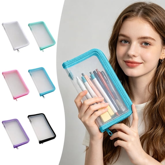Portable Clear Zipper Storage Pouch 8.3" Waterproof Zipper Bags for Office Board Game Puzzles Cosmetics Travel Accessories Home Organization